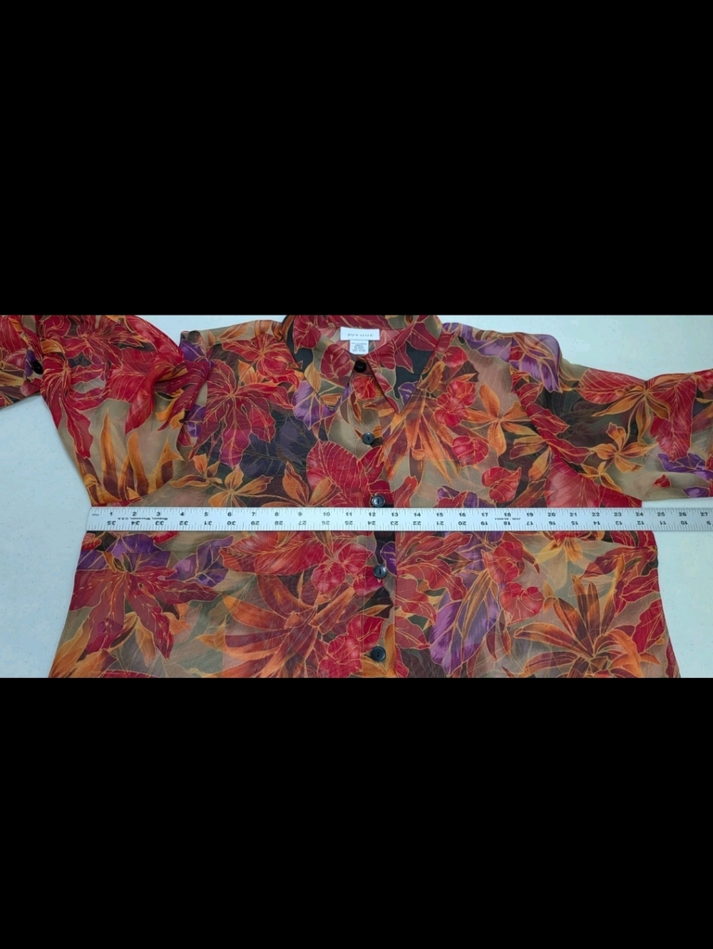 Avenue Sheer Floral Button Down Shirt 14/16 XL Whimsical Romantic #32 - Picture 7 of 7